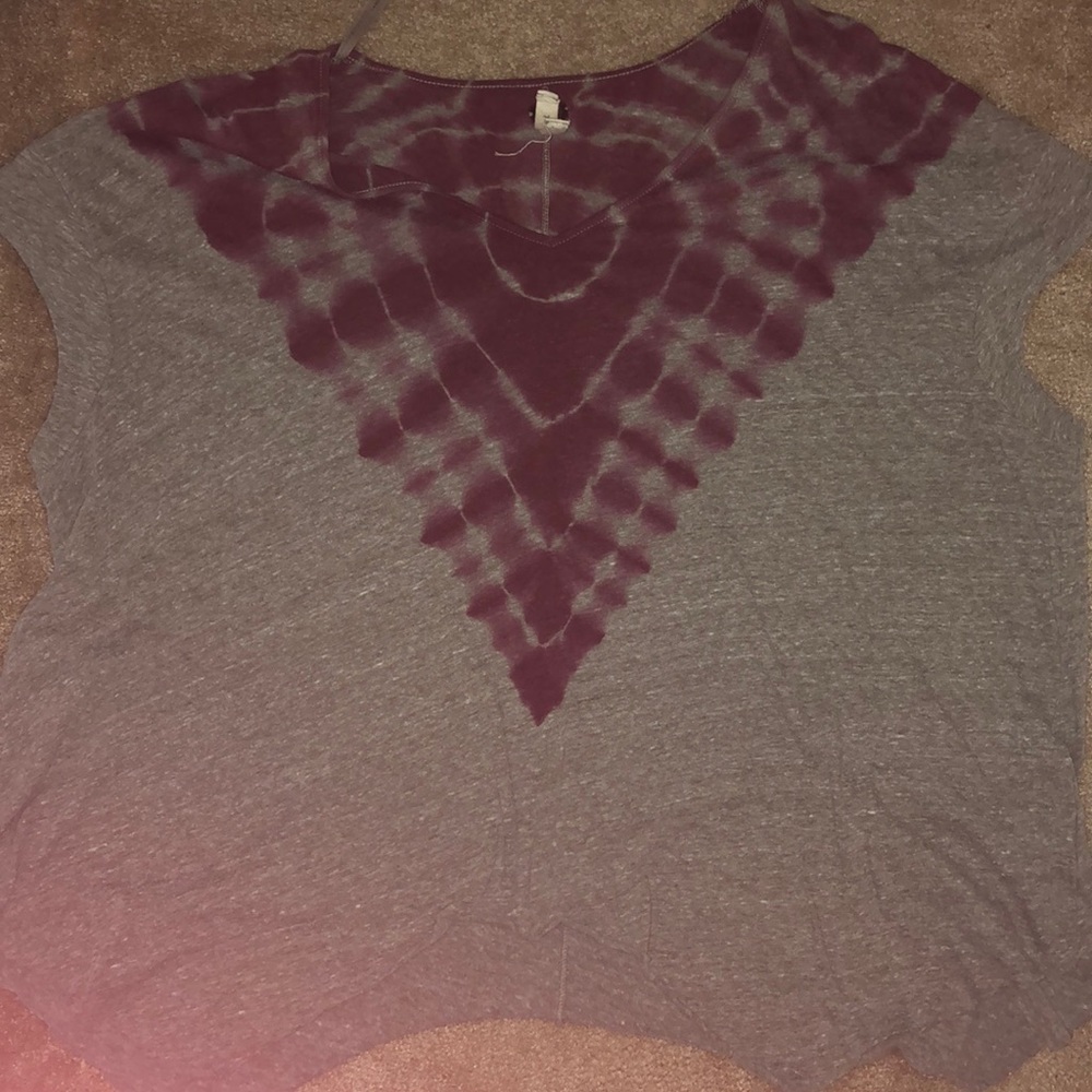 Free People tie dyed shark tooth hem top
